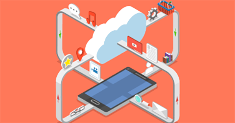 Illustration of a phone connecting to the Cloud